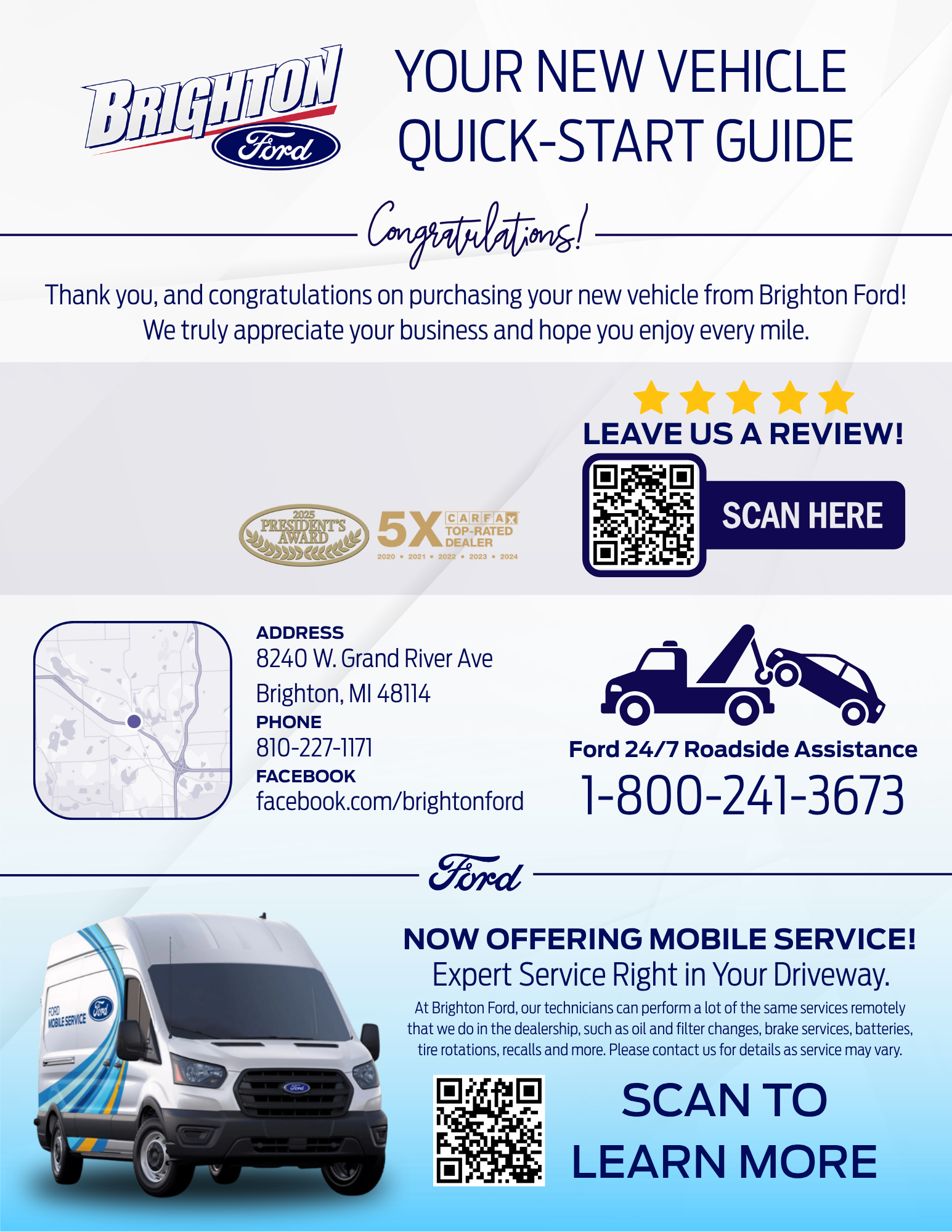 Customer Thank-You Quick-Start Guide example